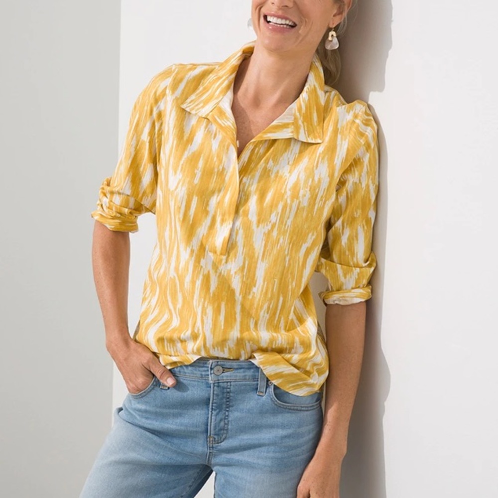 NEW CHICO’S NO IRON Button Back Tunic Size:0